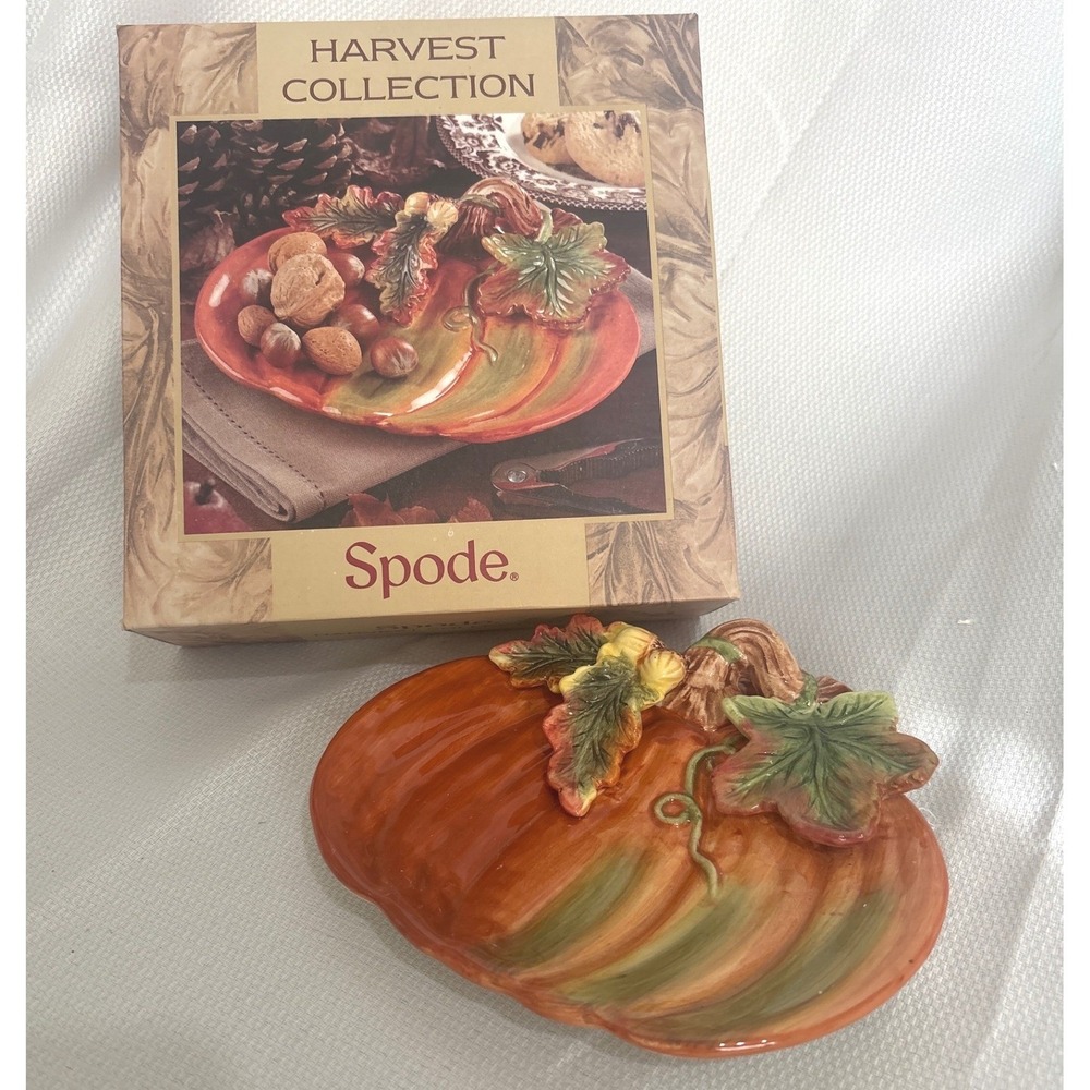 Spode Harvest Collection Pumpkin Tidbit Plate Hand Painted Ceramic 8 Inch